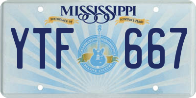 MS license plate YTF667