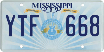 MS license plate YTF668
