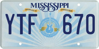 MS license plate YTF670