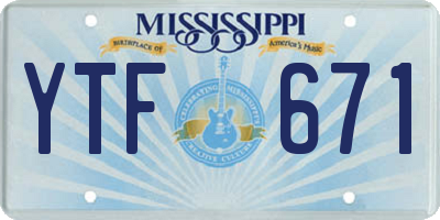 MS license plate YTF671