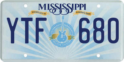 MS license plate YTF680