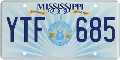 MS license plate YTF685
