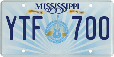 MS license plate YTF700