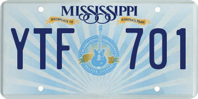MS license plate YTF701