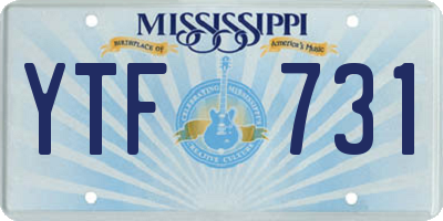 MS license plate YTF731