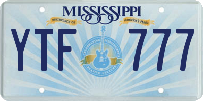 MS license plate YTF777