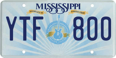 MS license plate YTF800