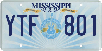 MS license plate YTF801