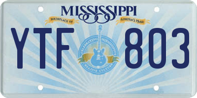 MS license plate YTF803