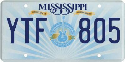 MS license plate YTF805
