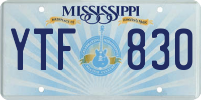 MS license plate YTF830
