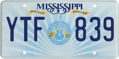 MS license plate YTF839