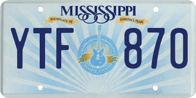MS license plate YTF870