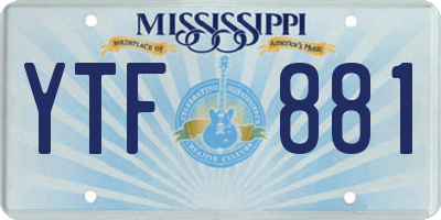 MS license plate YTF881