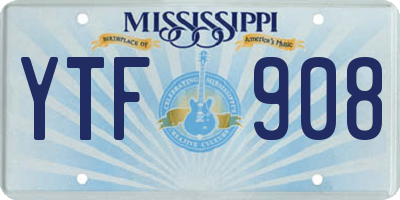 MS license plate YTF908