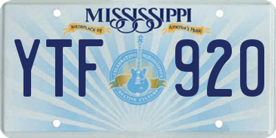 MS license plate YTF920