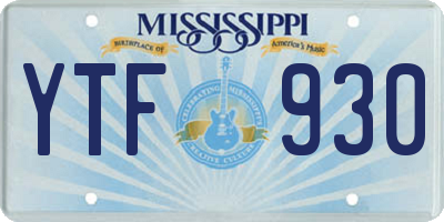 MS license plate YTF930