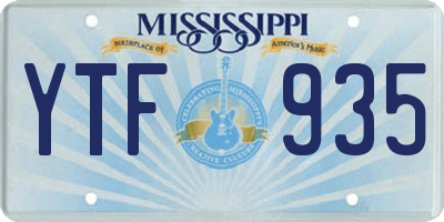 MS license plate YTF935