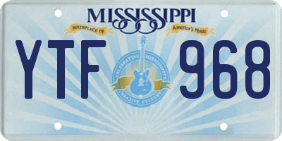 MS license plate YTF968
