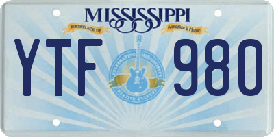 MS license plate YTF980