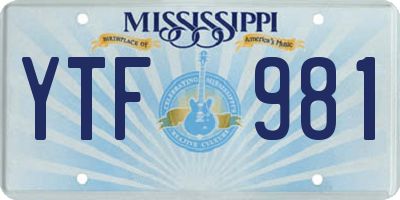 MS license plate YTF981