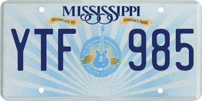MS license plate YTF985