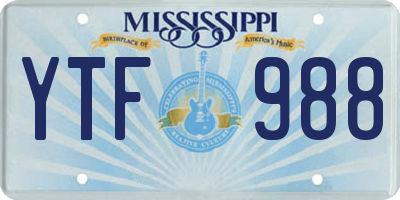 MS license plate YTF988