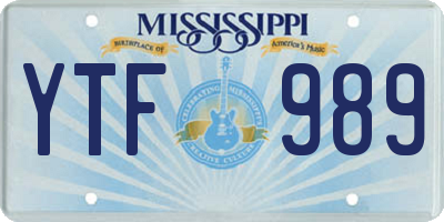 MS license plate YTF989