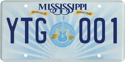 MS license plate YTG001