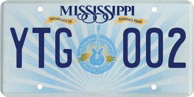 MS license plate YTG002