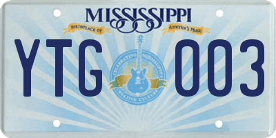 MS license plate YTG003