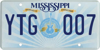 MS license plate YTG007