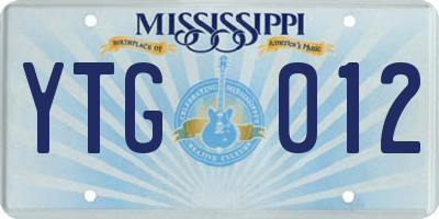 MS license plate YTG012