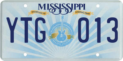MS license plate YTG013