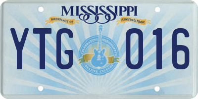 MS license plate YTG016