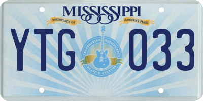 MS license plate YTG033