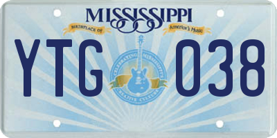 MS license plate YTG038