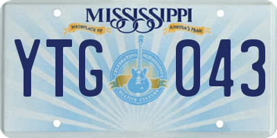 MS license plate YTG043