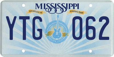 MS license plate YTG062