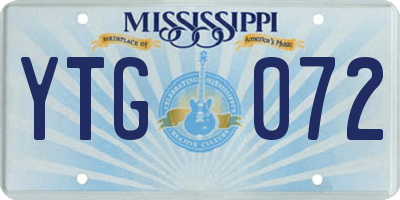MS license plate YTG072