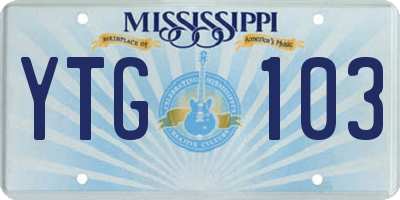 MS license plate YTG103