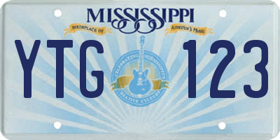 MS license plate YTG123