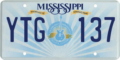 MS license plate YTG137