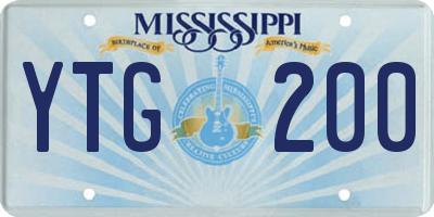 MS license plate YTG200