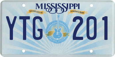 MS license plate YTG201