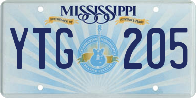 MS license plate YTG205