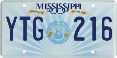 MS license plate YTG216
