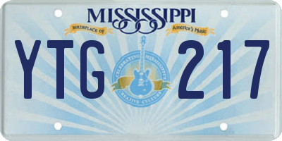 MS license plate YTG217