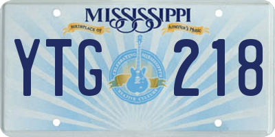 MS license plate YTG218