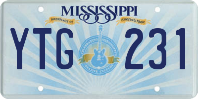 MS license plate YTG231